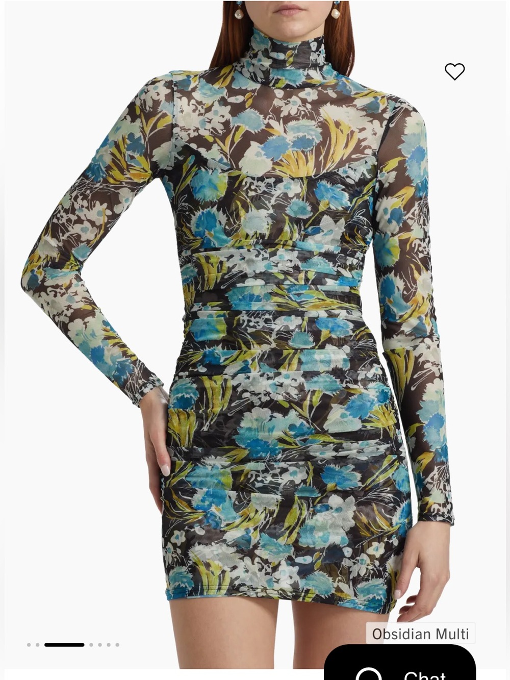 Cinq a Sept Tossed Floral Harper Dress Ruched Long Sleeve Size 2